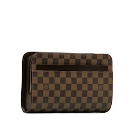 Louis Vuitton-Brown Louis Vuitton Damier Ebene Pochette Saint Louis Clutch Bag-Marron