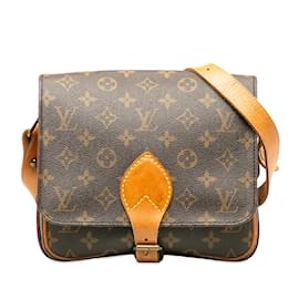 Louis Vuitton-Brown Louis Vuitton Monogram Cartouchiere MM Crossbody Bag-Brown