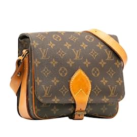 Louis Vuitton-Brown Louis Vuitton Monogram Cartouchiere MM Crossbody Bag-Brown
