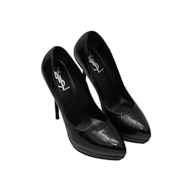 Yves Saint Laurent-Schwarze Yves Saint Laurent geprägte Plateaupumps Größe 40-Schwarz