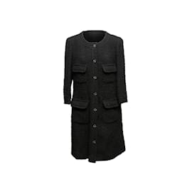 Chanel-Black Chanel Boucle Wool Coat Size FR 50-Black