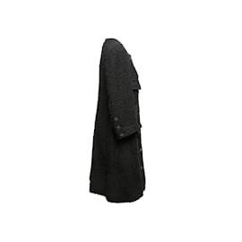 Chanel-Black Chanel Boucle Wool Coat Size FR 50-Black