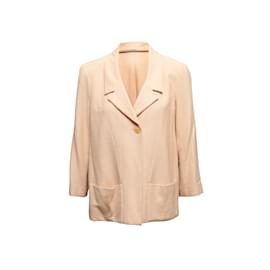 Chanel-Vintage Beige Chanel Spring/Summer 2001 Linen Blazer Size FR 34-Beige