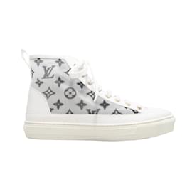 Louis Vuitton-Weiße und schwarze Louis Vuitton-Monogramm-High-Top-Sneaker, Größe 38-Weiß