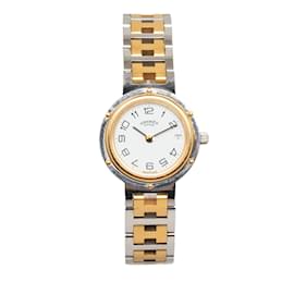 Hermès-Gold Hermes Two-Tone Clipper Watch-Golden