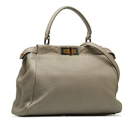 Fendi-Bolsa Fendi Selleria Peekaboo Prateada-Prata