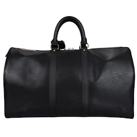 Louis Vuitton-Louis Vuitton Noir Epi Leather Nueva Versión Keepall 45-Negro