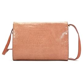 MCM-MCM sac en cuir verni pochette sac à bandoulière abricot sac à bandoulière look reptile-Autre
