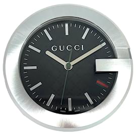 Gucci-GUCCI Tischuhr Silber Schwarz Logo Table Watch Gucci Design mit Box Uhr-Schwarz