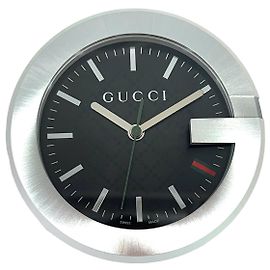 GUCCI Table Clock Silver Black Logo Table Watch Gucci Design with Box Clock Black