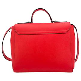 MCM-MCM Saffiano Leather Crossbody Bag Red Silver Bag Handbag Shoulder Bag-Red