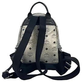 MCM-MCM Stark Backpack X - Petit sac à dos argenté avec logo métallisé imprimé-Argenté
