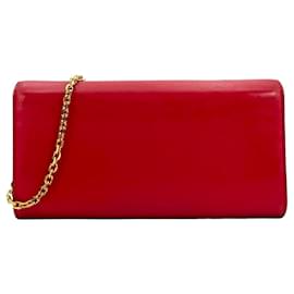 MCM-MCM Tracy Leder Crossbody Wallet Bag Clutch Umhängetasche Rot Gold Small Tasche-Rot