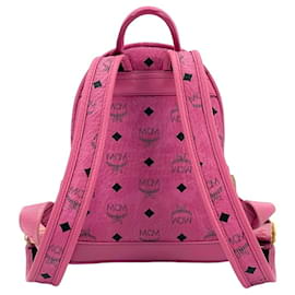 MCM-MCM Stark Backpack X - Mochila pequena com estampa de logotipo rosa-Rosa