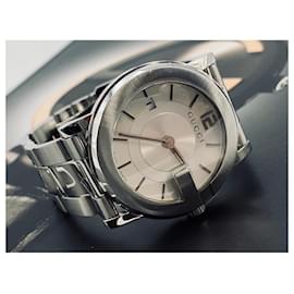 Gucci-GUCCI 101J G - Round Watch Armbanduhr Uhr Swiss Made Steel Unisex-Silber
