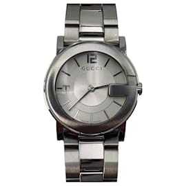 Gucci-GUCCI 101J G - Round Watch Armbanduhr Uhr Swiss Made Steel Unisex-Silber