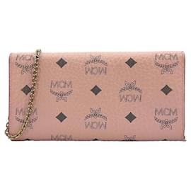 MCM-MCM Tracy Crossbody Wallet Bag Powder Pink Pink Clutch Shoulder Bag LogoPrint-Other