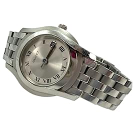 Gucci-Gucci 5500L relógio feminino relógio de pulso Swiss Made Steel Silver Swiss Made-Prata