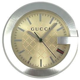 GUCCI Table Clock Brown Cream Table Watch with Box Full Set Clock Other