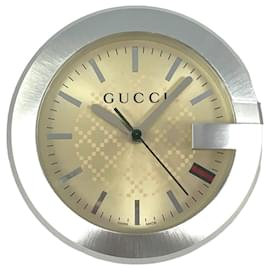 Gucci-GUCCI Table Clock Brown Cream Table Watch with Box Full Set Clock-Other