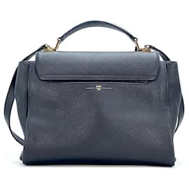 MCM-MCM Leather Handle Bag Shoulder Bag Black Gold Handbag Bag-Black