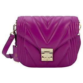 MCM Patricia Bolsa de Ombro em Couro Violeta Roxa Bolsa de Ombro Acolchoada Roxo Roxo escuro