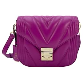 MCM-MCM Patricia Leather Shoulder Bag Violet Purple Bag Shoulder Bag Quilted-Purple,Dark purple