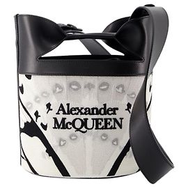 Borsa a tracolla The Bucket Bow - Alexander McQueen - Pelle - Bianca Bianco