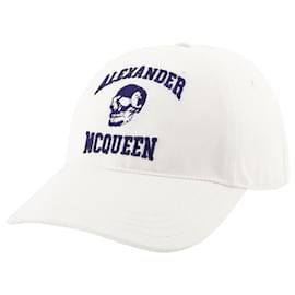 Alexander Mcqueen-Boné Varsity Skull Lo - Alexander McQueen - Algodão - Branco-Branco