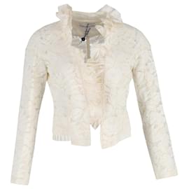 Oscar de la Renta-Oscar de la Renta Lace Evening Jacket in White Cotton-White,Cream