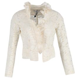 Oscar de la Renta Spitzen-Abendjacke aus weißer Baumwolle Weiß Roh