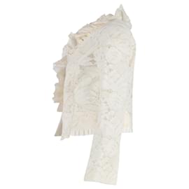 Oscar de la Renta-Oscar de la Renta Lace Evening Jacket in White Cotton-White,Cream