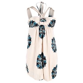 Marc by Marc Jacobs Minikleid mit Blumendruck in cremefarbenem Rayon Weiß Roh