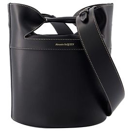 Borsa a tracolla The Bucket Bow - Alexander McQueen - Pelle - Nera Nero