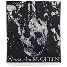 Alexander Mcqueen-Sciarpa con teschio Flower Blooms - Alexander McQueen - Lana - Nera-Nero