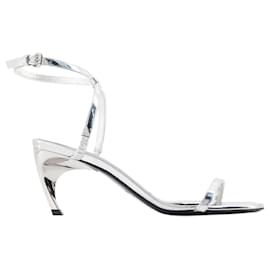 Alexander Mcqueen-Seal-Sandalen mit Absatz – Alexander McQueen – Leder – Silber-Silber,Metallisch