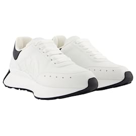 Alexander Mcqueen-Baskets Sprint Runner - Alexander Mcqueen - Cuir - Blanc/black-Blanc