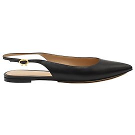 Gianvito Rossi Sapatilhas Slingback em Couro Preto Preto