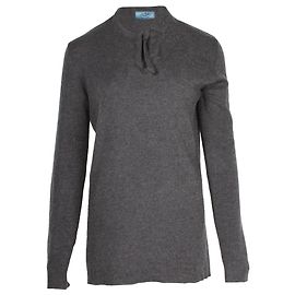 Jersey de punto con detalle de corbata de Prada en cachemira gris Gris