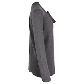 Prada-Prada Suéter de malha com detalhe de gravata em caxemira cinza-Cinza