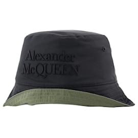 Alexander Mcqueen-Chapeau Bob Low Rever - Alexander McQueen - Polyester - Kaki-Vert,Kaki