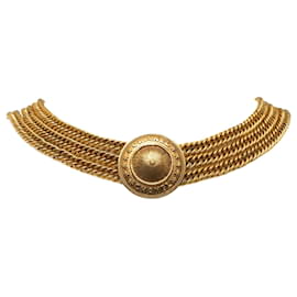 Chanel-Vintage Multi Strand Medallion Choker Necklace-Golden