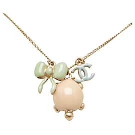 Chanel-CC Turtle Ribbon Necklace-Golden