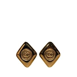 Chanel-Clipe CC Em Brincos-Dourado