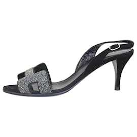 Hermès-Black slingback Oran sandal heels - size EU 38-Black