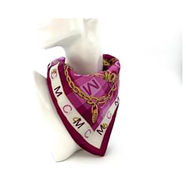 MCM-MCM Bandana Sciarpa Sciarpa da donna Cotone Viola Rosa Oro LogoStampa-Multicolore