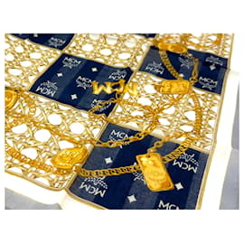 MCM-MCM Bandana Scarf Women's Scarf Cotton Gold Dark Blue Gray LogoPrint-Multiple colors