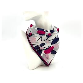 Givenchy-GIVENCHY Bandana Scarf Sciarpa da donna in cotone Viola Rosa Fiori bianchi Logo Vintage-Multicolore