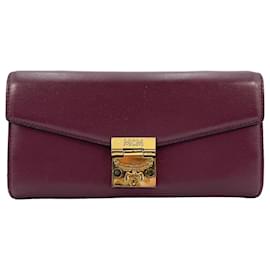 MCM-MCM Tracy Leather Purse Wallet Bag Clutch Bordeaux Red Gold Small Bag-Dark red