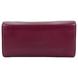 MCM-MCM Tracy Leather Purse Wallet Bag Clutch Bordeaux Red Gold Small Bag-Dark red